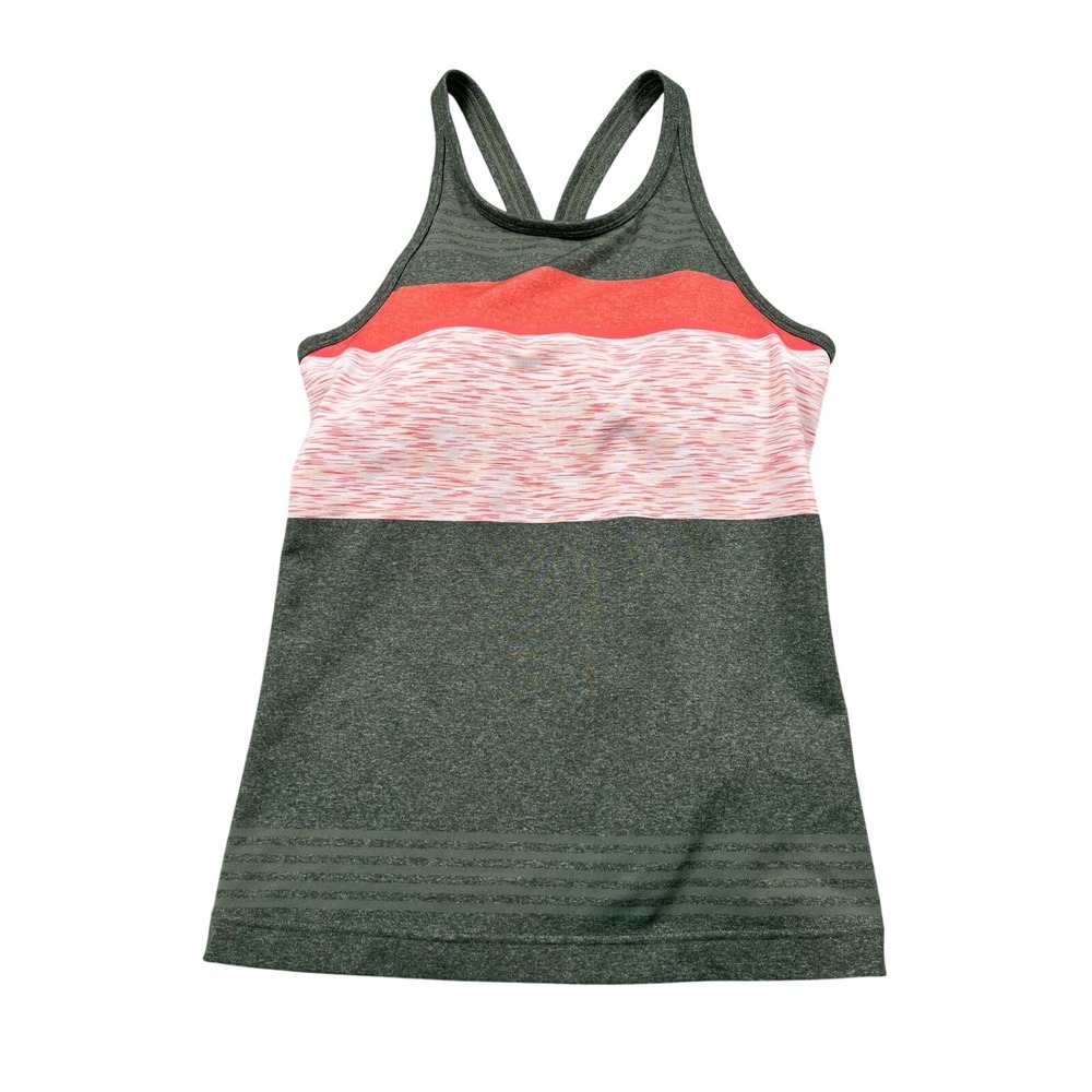 Prana Racerback Yoga Tank‎ Top Built In Bra Medium Green Pink Athletic